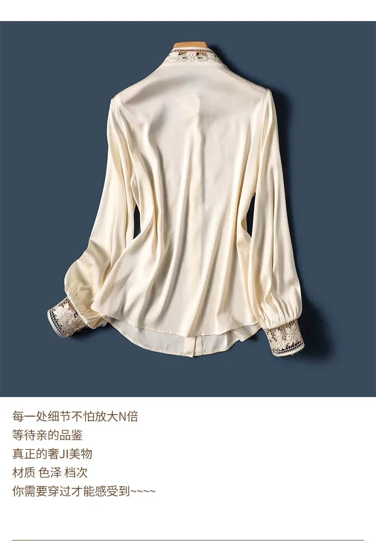 New arrived blouses for women Fashion elegan embroidery ladies shirts Button-Down Tops