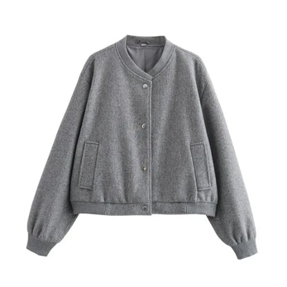 Women’s Cropped Bomber Jacket – Autumn/Winter Streetwear.