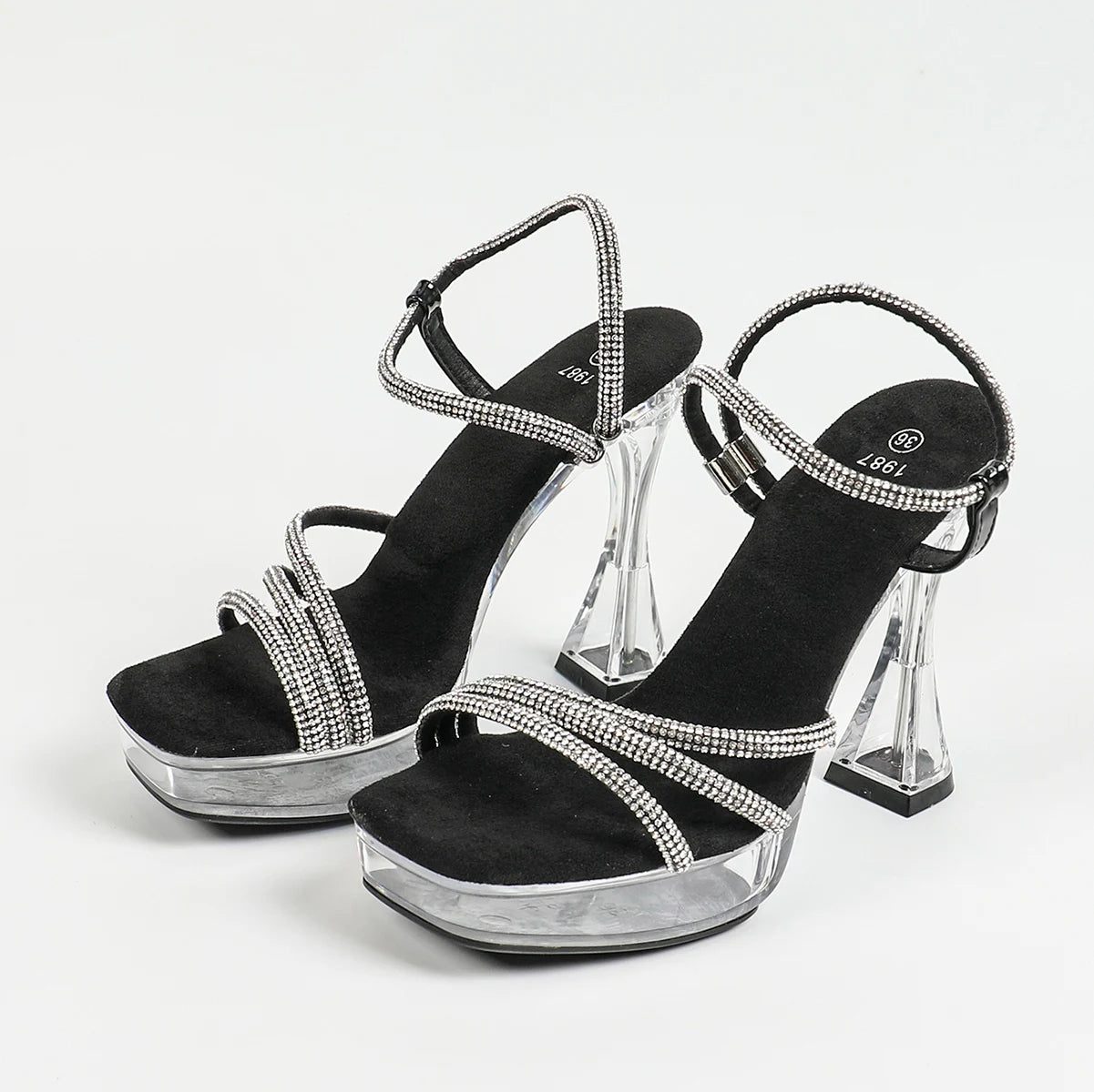 Women’s Clear Platform Rhinestone Sandals