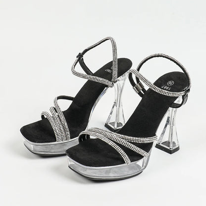 Women’s Clear Platform Rhinestone Sandals
