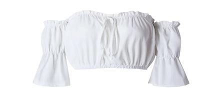 Crop tops women 2024 summer lantern sleeve sexy strapless beach tops red black white ruched crop top