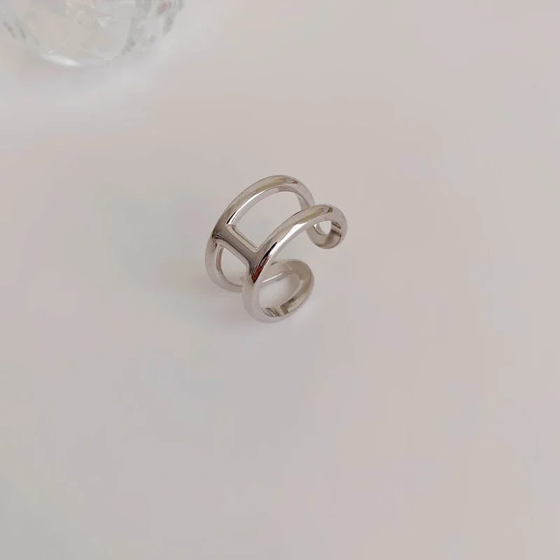 Women’s Punk Geometric Silver Ring
