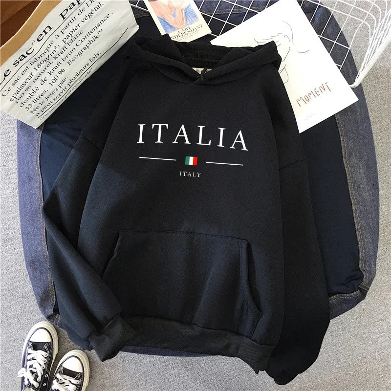 Women’s Italy Print Casual Hoodie