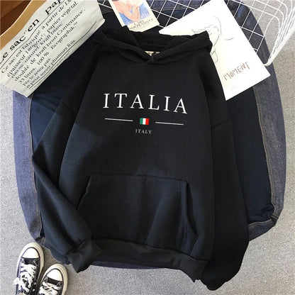 Women’s Italy Print Casual Hoodie