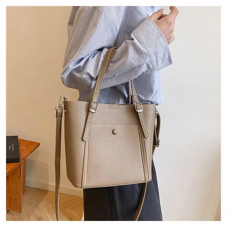 Women’s Designer Leather Handbag – Gold Accent