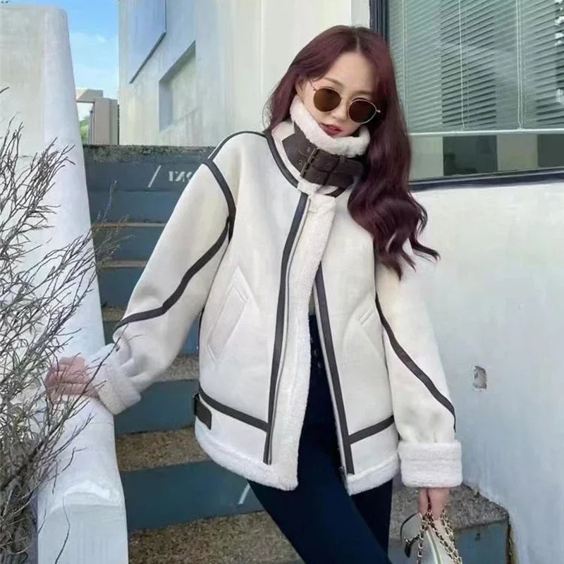 Women’s Faux Fur Shearling Winter Jacket.