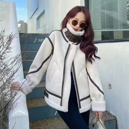 Women’s Faux Fur Shearling Winter Jacket.