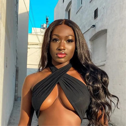 2025 Woman Clothing Sexy Cross Halter Corset Tank Tops Y2K Fashion Black Hollow Out Camis Women Tube Tops Backless Slim Crop Top