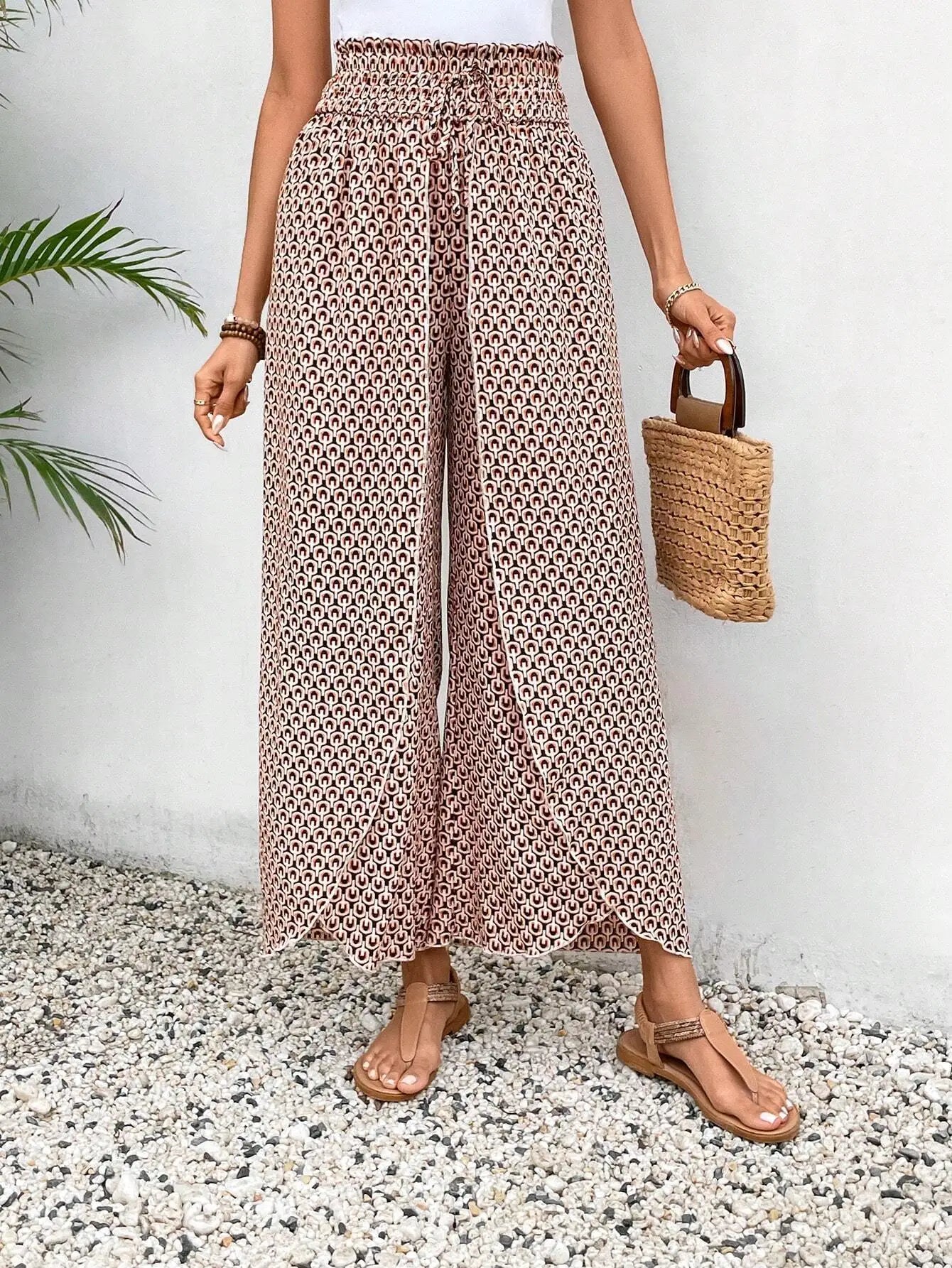 Women’s Summer Floral Wide-Leg Skirt Pants – Fashionable Trousers