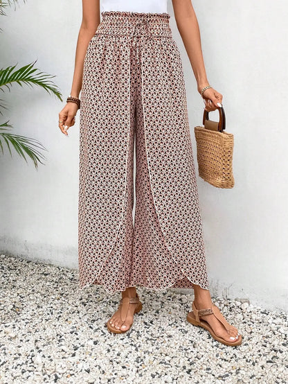 Women’s Summer Floral Wide-Leg Skirt Pants – Fashionable Trousers