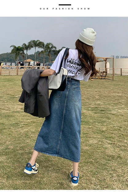 Women’s High-Waist Denim A-Line Skirt