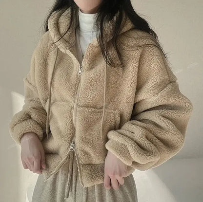 Women’s Winter Hooded Lambswool Jacket