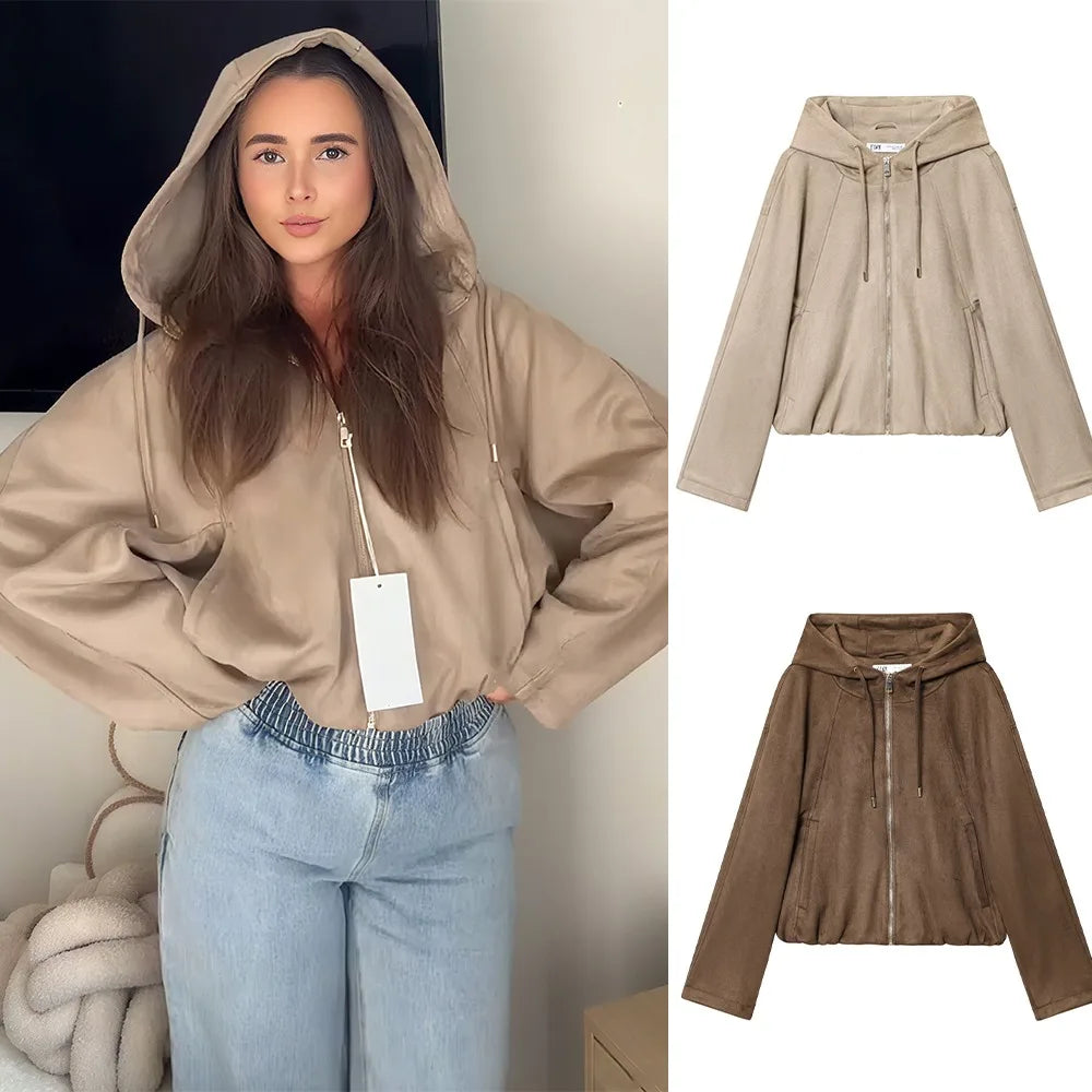 Women’s Hooded Suede Jacket