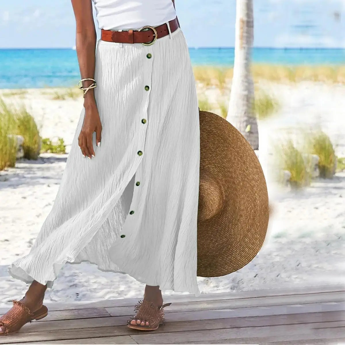 Women’s Cotton Linen A-Line Skirt