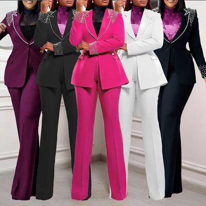 Women’s Two-Piece Pant Set – Y2K Blazer & High-Waist Slim Pants