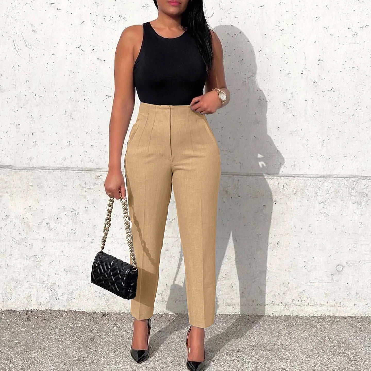 Women’s High-Waist Straight Work Pants – Elegant Office & Business Trousers
