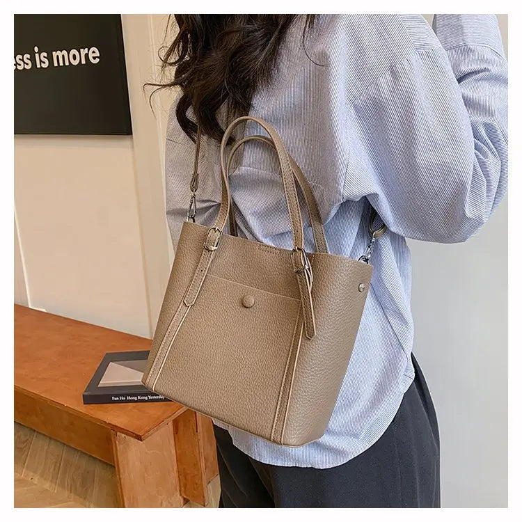 Women’s Designer Leather Handbag – Gold Accent