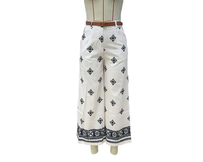 New Fashion Printed Bohemian High Waist Wide Leg Pants For Women