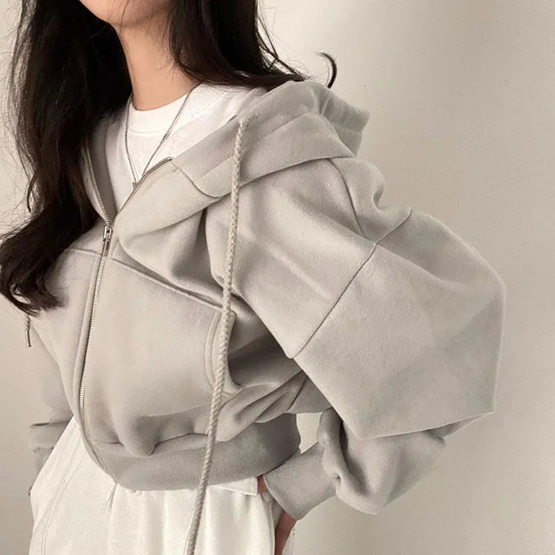 Women’s Retro Oversized Zip-Up Hoodie