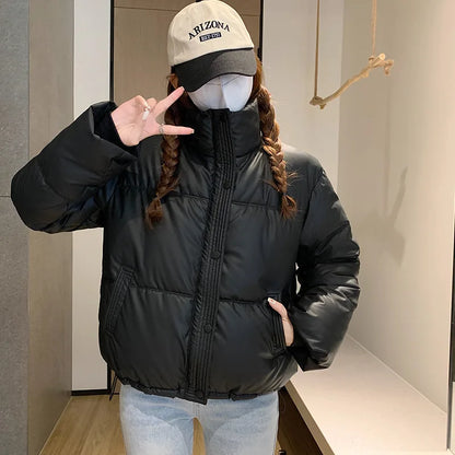 Women’s Short PU Leather Padded Jacket