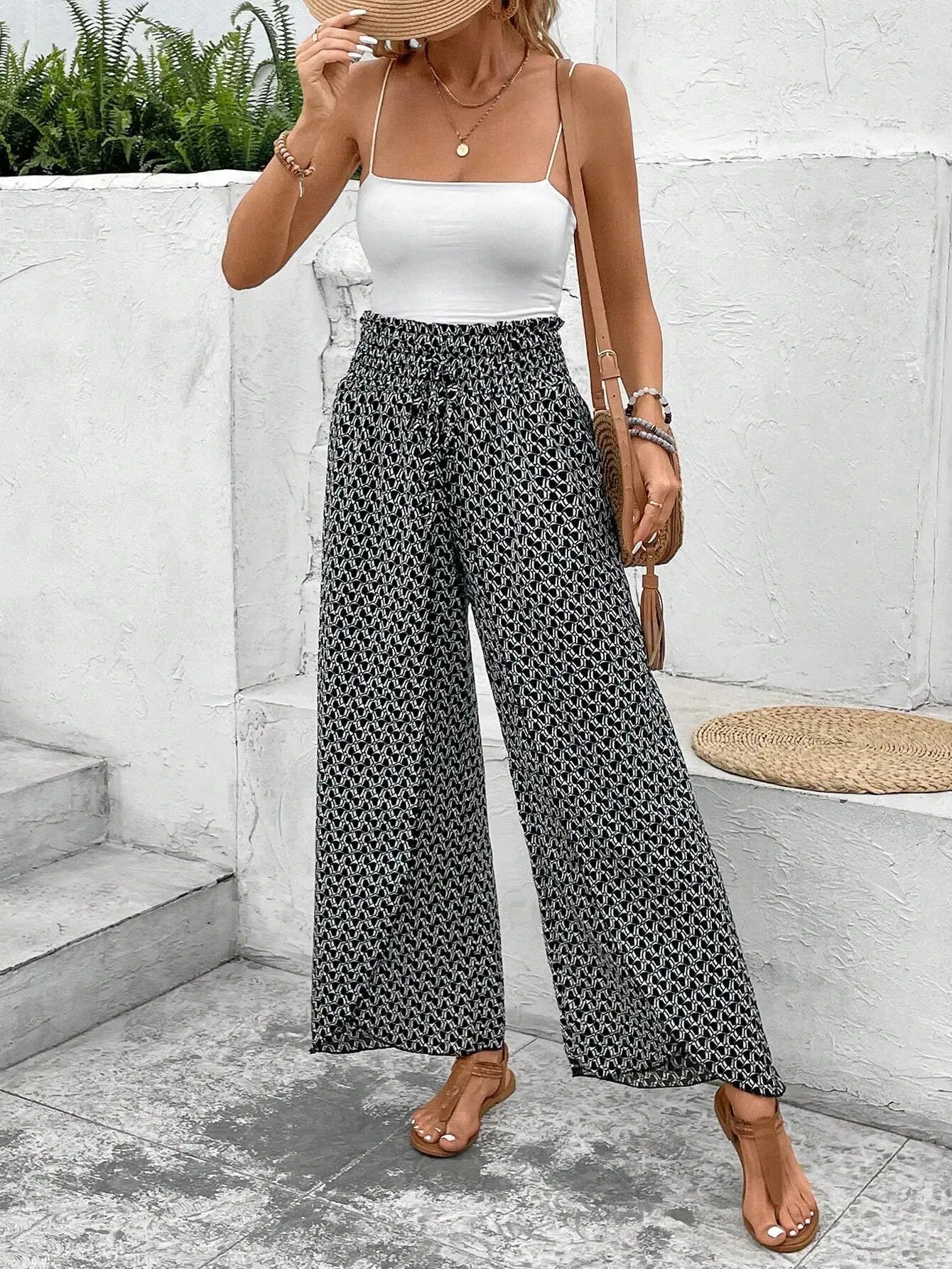 Women’s Summer Floral Wide-Leg Skirt Pants – Fashionable Trousers