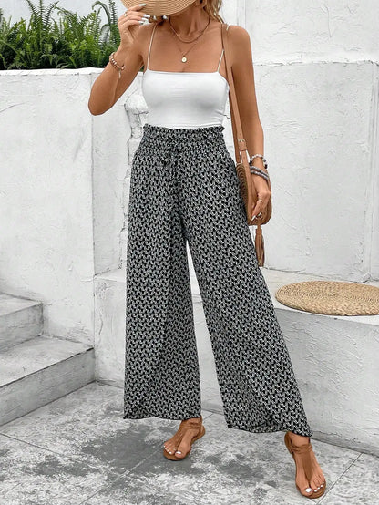 Women’s Summer Floral Wide-Leg Skirt Pants – Fashionable Trousers