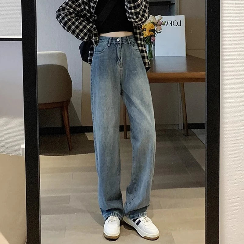 Women’s Vintage Wide-Leg High-Waist Jeans – Denim Pants