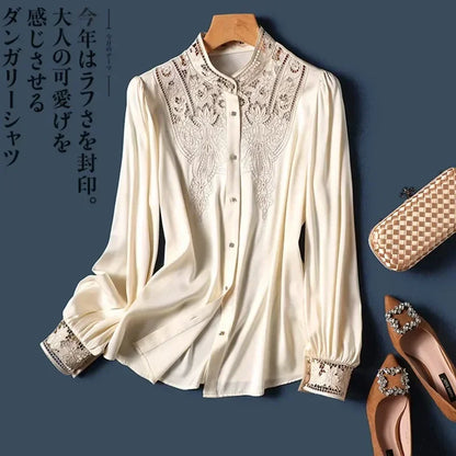 New arrived blouses for women Fashion elegan embroidery ladies shirts Button-Down Tops