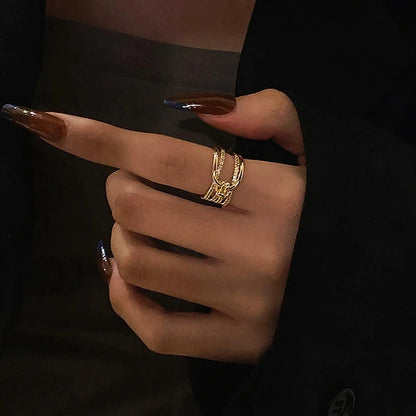 Women’s Geometric Zircon Gold Ring