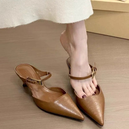 Women’s Pointed-Toe Mid Heel Mules