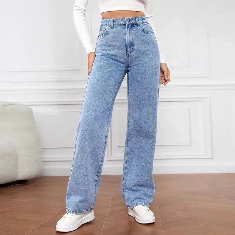Women’s High-Waist Slim Straight Jeans