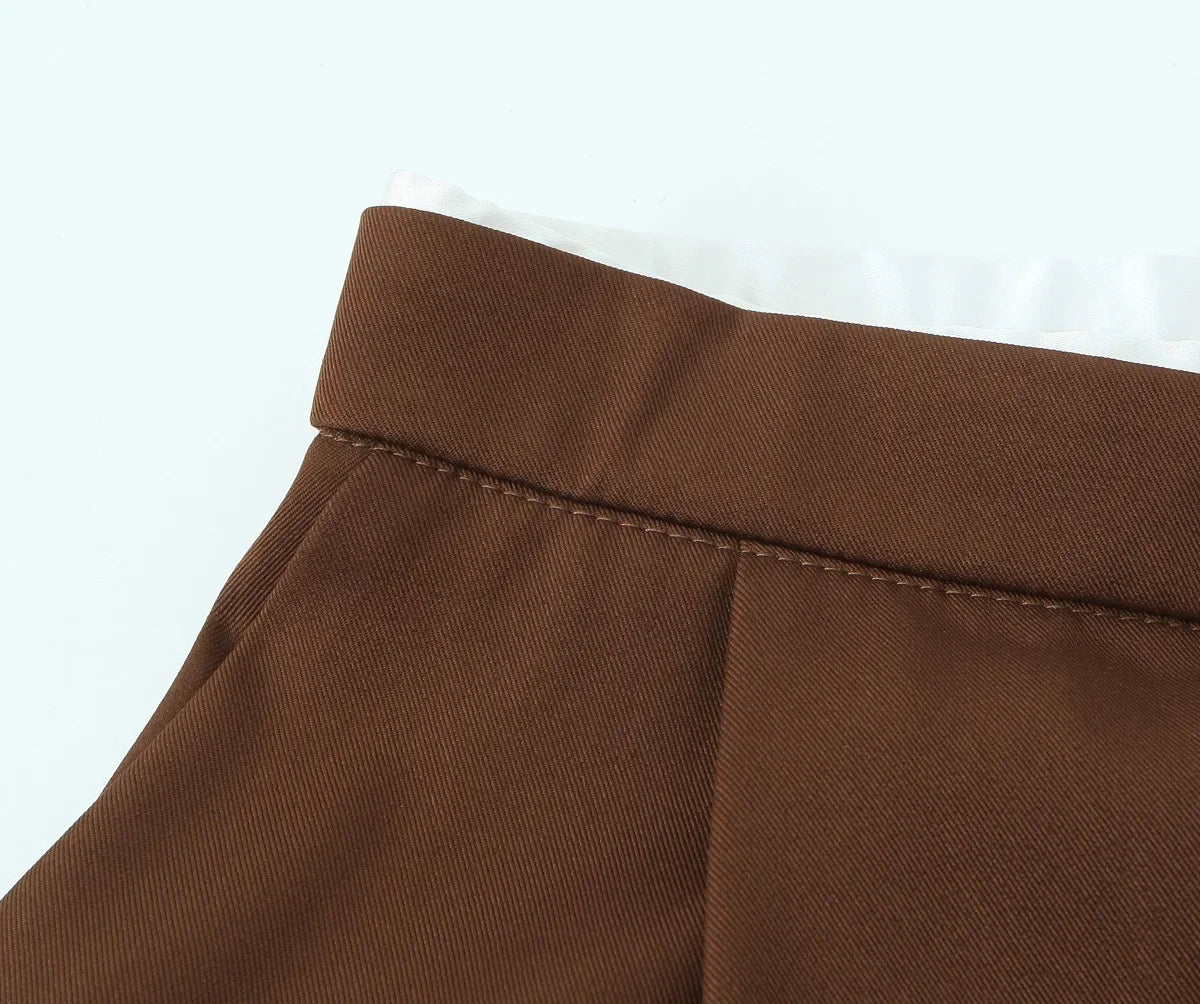 Women’s Wide-Leg Pants – Double Waistband, High Elastic, Drawstring & Side Pockets
