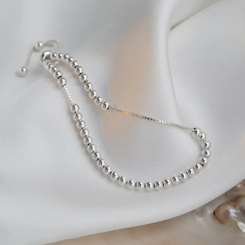 Unisex 925 Sterling Silver Bead Bracelet
