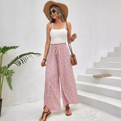 Women’s Summer Floral Wide-Leg Skirt Pants – Fashionable Trousers