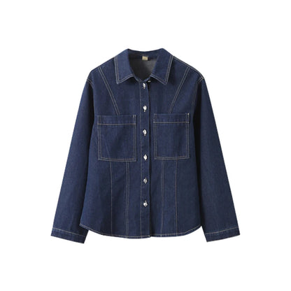 Denim Jacket Jeans 2 piece sets woman Long Sleeve Metal Buttons Sliming Pocket Top Straight Leg Pants Cowgirl Outfits for Women