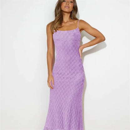 Women’s Solid Color Skinny Dress – Elegant Sexy Evening Gown