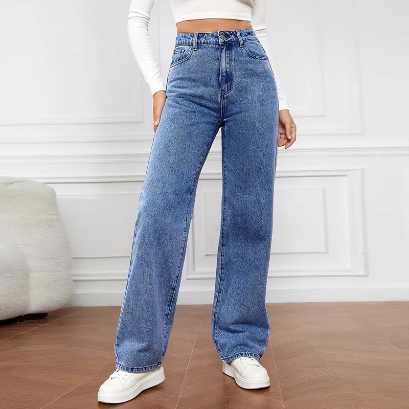 Women’s High-Waist Slim Straight Jeans