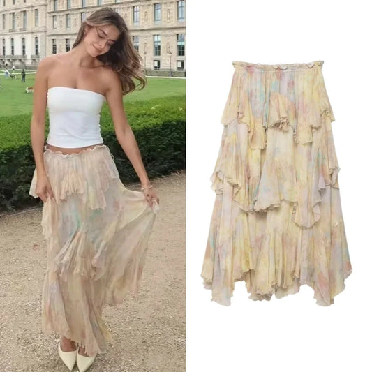 Women’s Printed Tiered Long Skirt