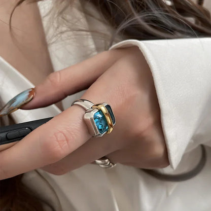 Women’s Punk Geometric Silver Ring