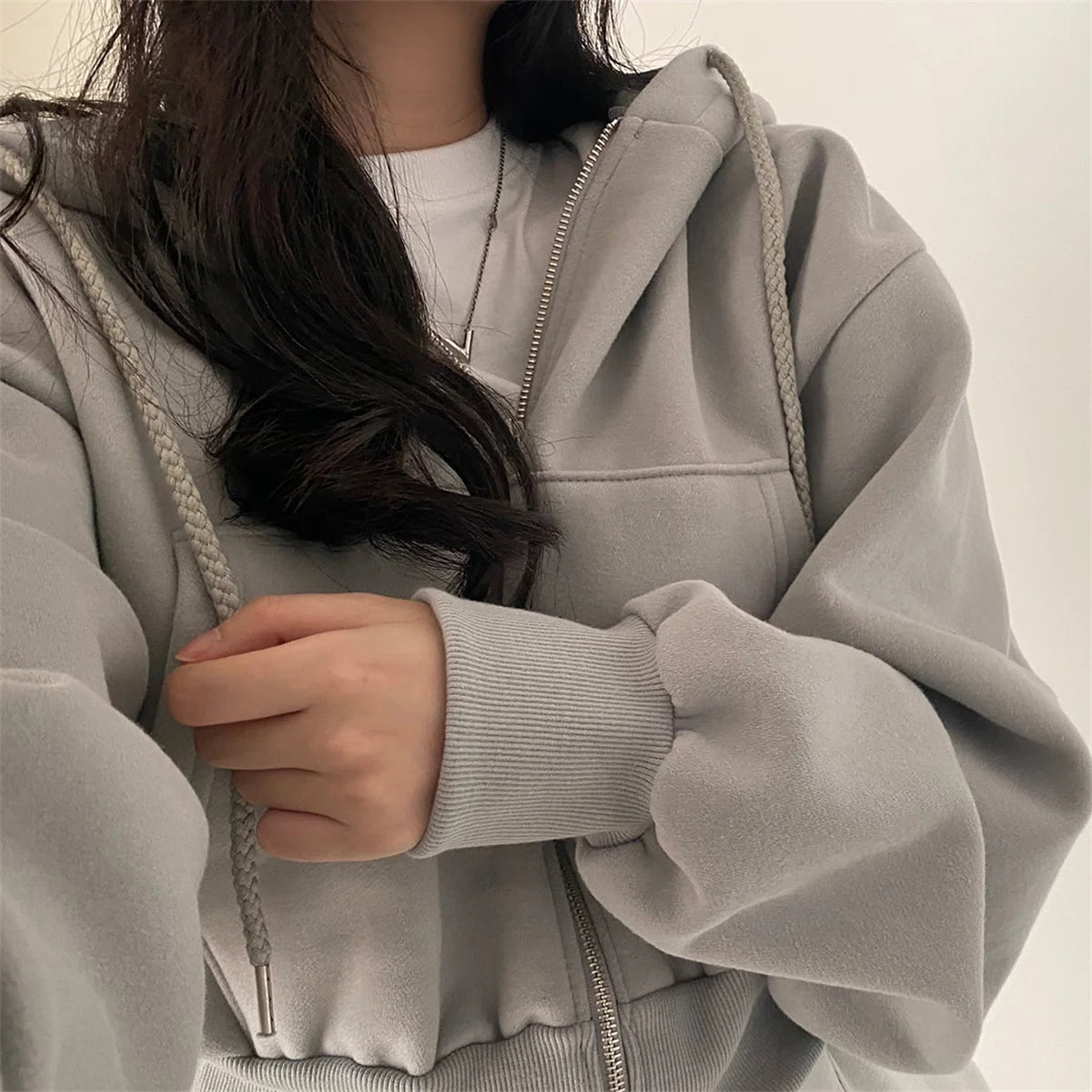 Women’s Retro Oversized Zip-Up Hoodie