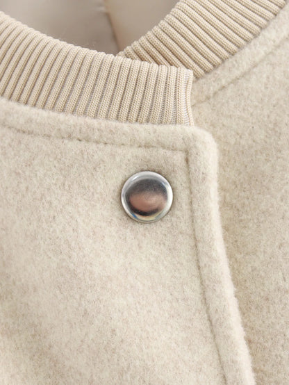 Women’s White Cropped Bomber Jacket – Autumn/Winter.