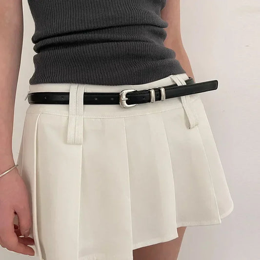 Women’s Thin Black PU Belt
