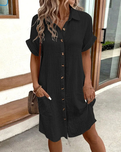 Women’s Casual Buckle Skirt – Medium-Length Summer Dress