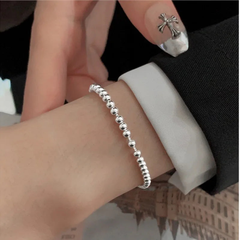 Unisex 925 Sterling Silver Bead Bracelet