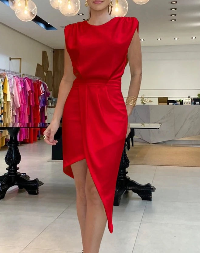 Women’s Elegant Evening Dress – Sexy Cap Sleeve Ruched Party Dress