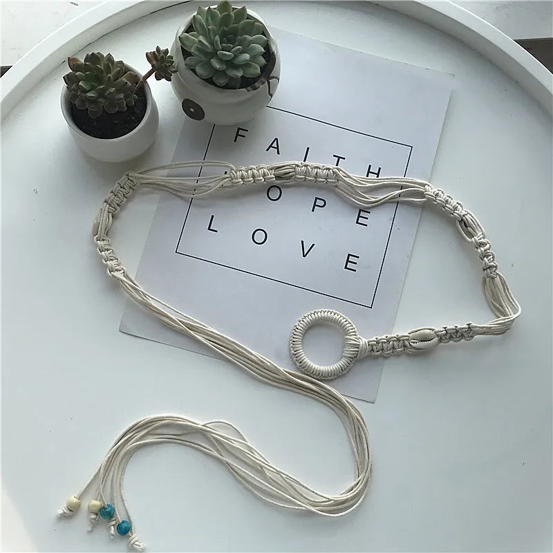 Women’s Braided Tassel Waist Belt