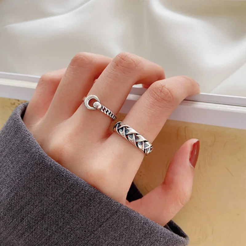 Women’s Punk Geometric Silver Ring
