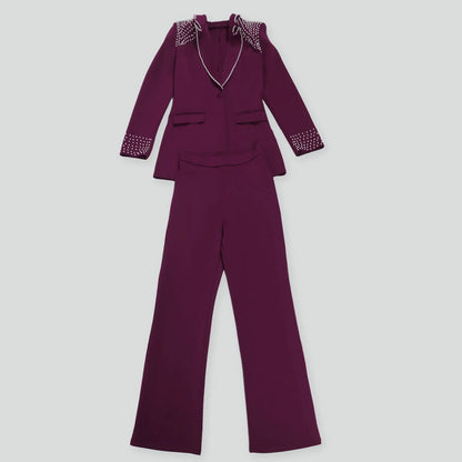 Women’s Two-Piece Pant Set – Y2K Blazer & High-Waist Slim Pants