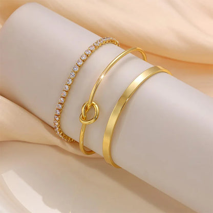 Women’s 3pcs Gold Plated Zircon Bracelets