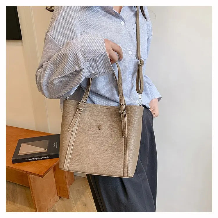 Women’s Designer Leather Handbag – Gold Accent